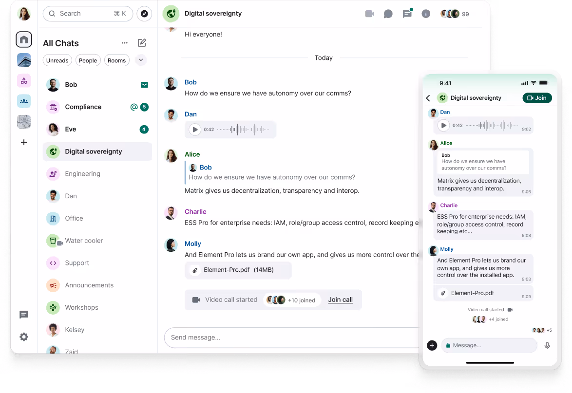 Element desktop and mobile